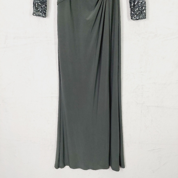 Lauren by Ralph Lauren Green and Silver Long Sleeve Grown Maxi Dress P5369 - Picture 3 of 10